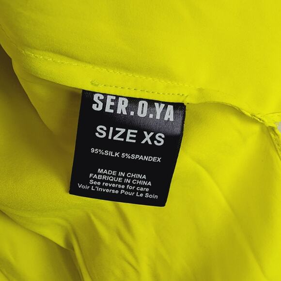 Ser.O.Ya Retrofête Silk Button Down Shirt Neon Lime XS - Picture 10 of 12